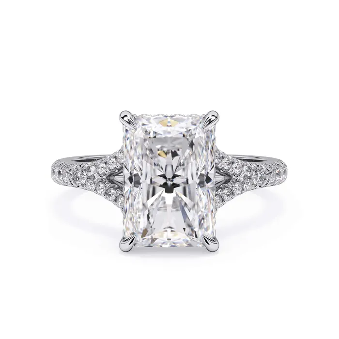 Rings deBebians Split Shank Diamond Pave Engagement Ring with Hidden Halo