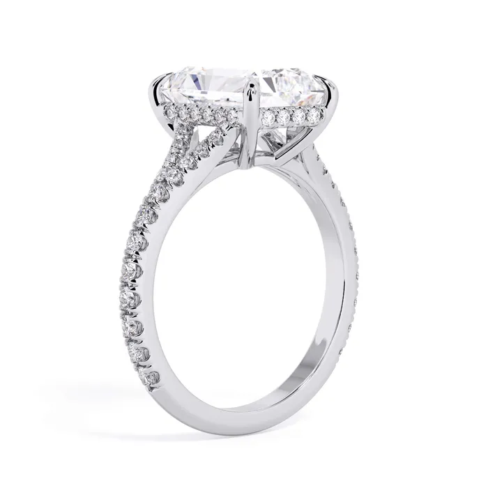 Rings deBebians Split Shank Diamond Pave Engagement Ring with Hidden Halo