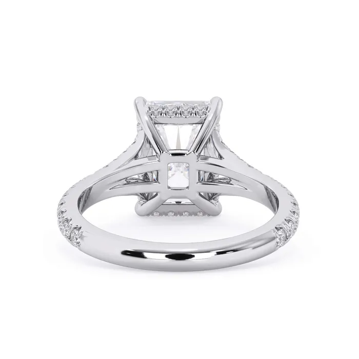 Rings deBebians Split Shank Diamond Pave Engagement Ring with Hidden Halo