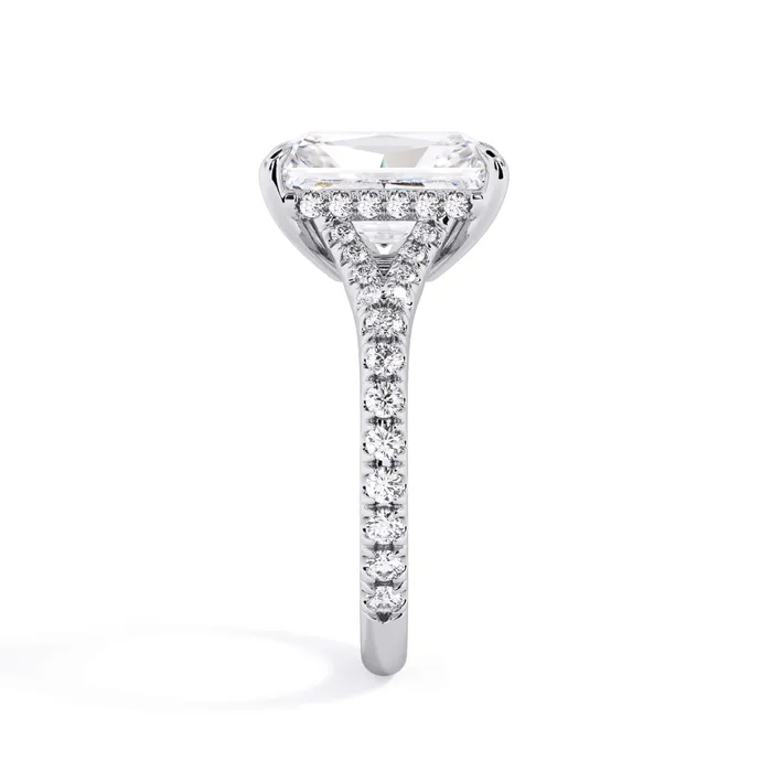 Rings deBebians Split Shank Diamond Pave Engagement Ring with Hidden Halo