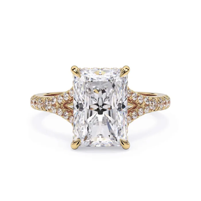 Rings deBebians Split Shank Diamond Pave Engagement Ring with Hidden Halo