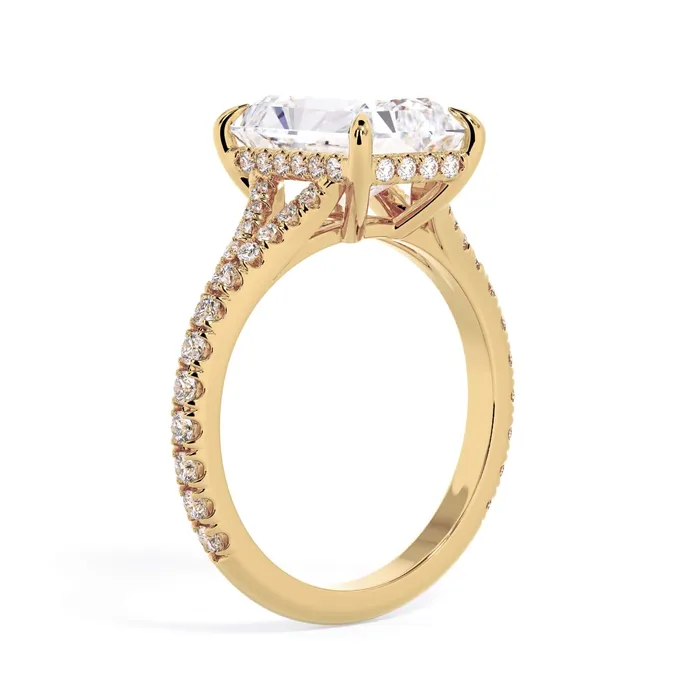 Rings deBebians Split Shank Diamond Pave Engagement Ring with Hidden Halo