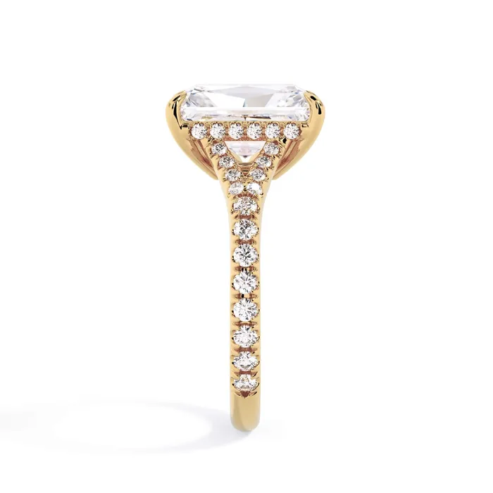 Rings deBebians Split Shank Diamond Pave Engagement Ring with Hidden Halo