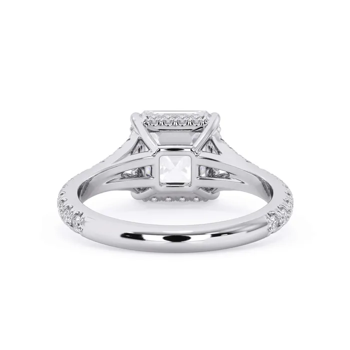 Rings deBebians Split Shank Diamond Pave Engagement Ring with Hidden Halo