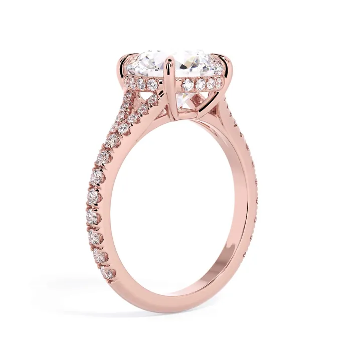 Rings deBebians Split Shank Diamond Pave Engagement Ring with Hidden Halo