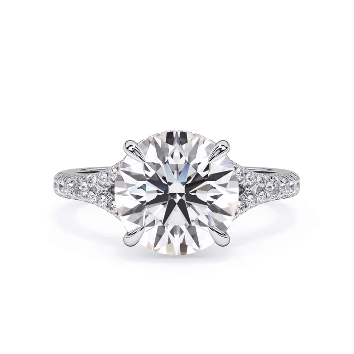 Rings deBebians Split Shank Diamond Pave Engagement Ring with Hidden Halo
