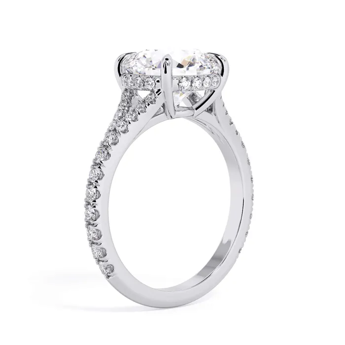Rings deBebians Split Shank Diamond Pave Engagement Ring with Hidden Halo