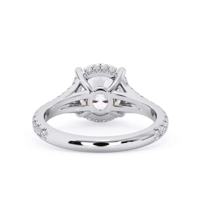 Rings deBebians Split Shank Diamond Pave Engagement Ring with Hidden Halo