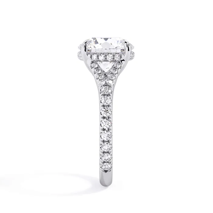 Rings deBebians Split Shank Diamond Pave Engagement Ring with Hidden Halo
