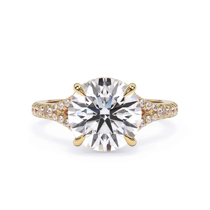 Rings deBebians Split Shank Diamond Pave Engagement Ring with Hidden Halo