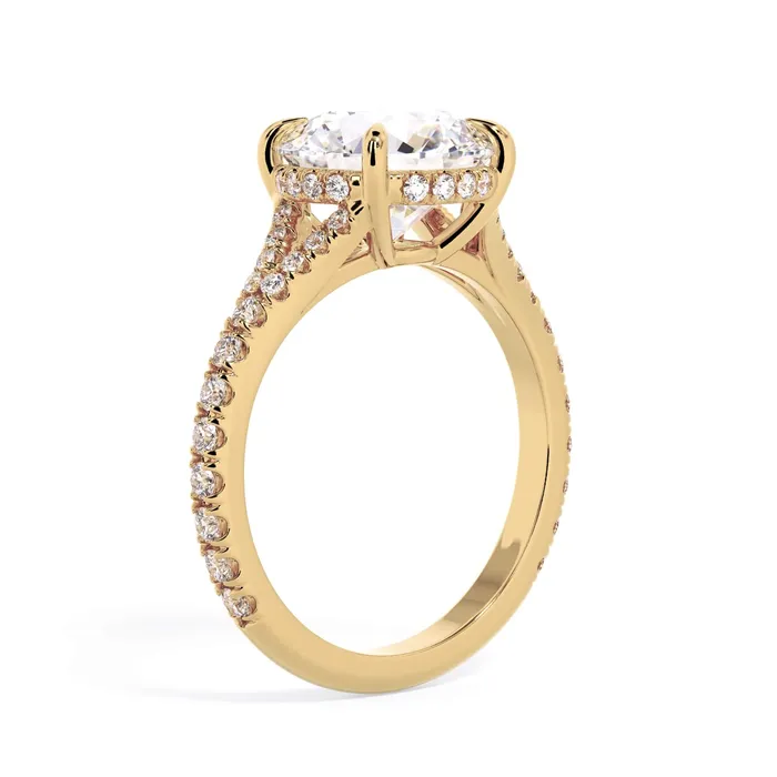 Rings deBebians Split Shank Diamond Pave Engagement Ring with Hidden Halo