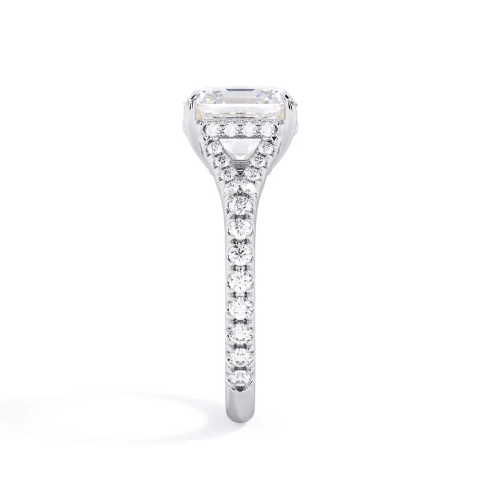 Rings deBebians Split Shank Diamond Pave Engagement Ring with Hidden Halo