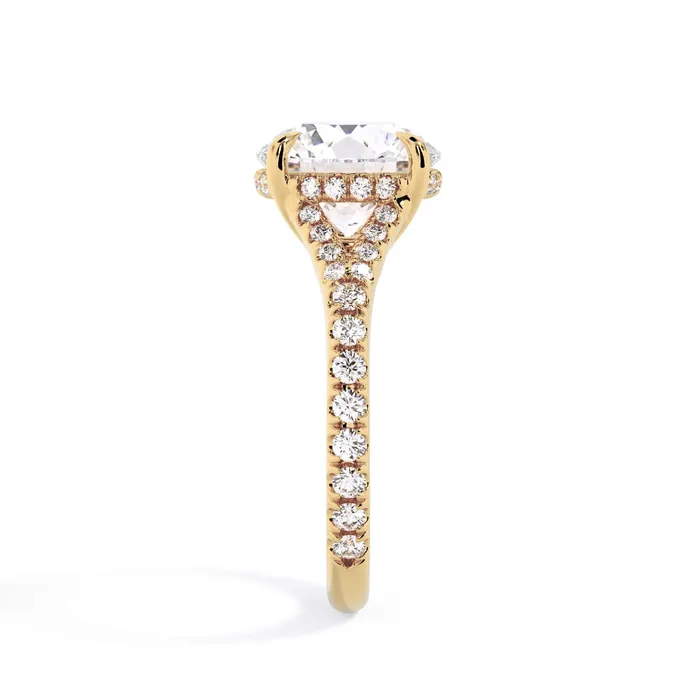 Rings deBebians Split Shank Diamond Pave Engagement Ring with Hidden Halo