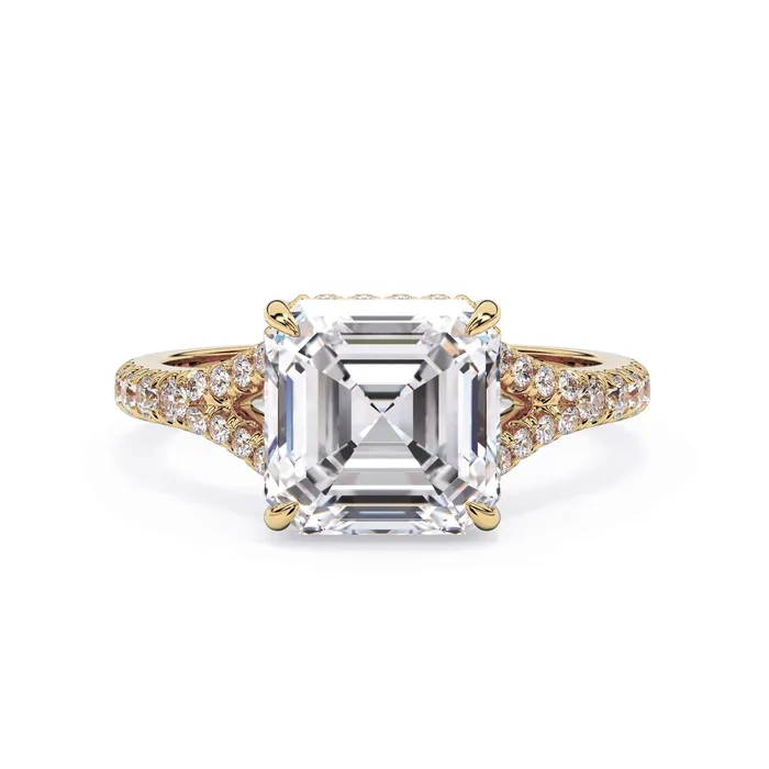 Rings deBebians Split Shank Diamond Pave Engagement Ring with Hidden Halo