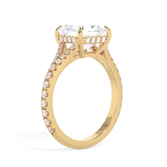 Rings deBebians Split Shank Diamond Pave Engagement Ring with Hidden Halo