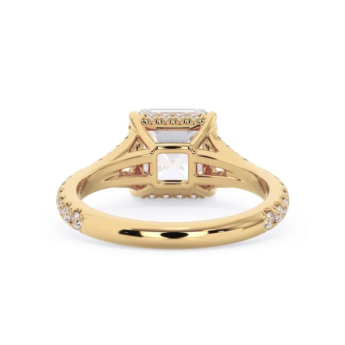 Rings deBebians Split Shank Diamond Pave Engagement Ring with Hidden Halo