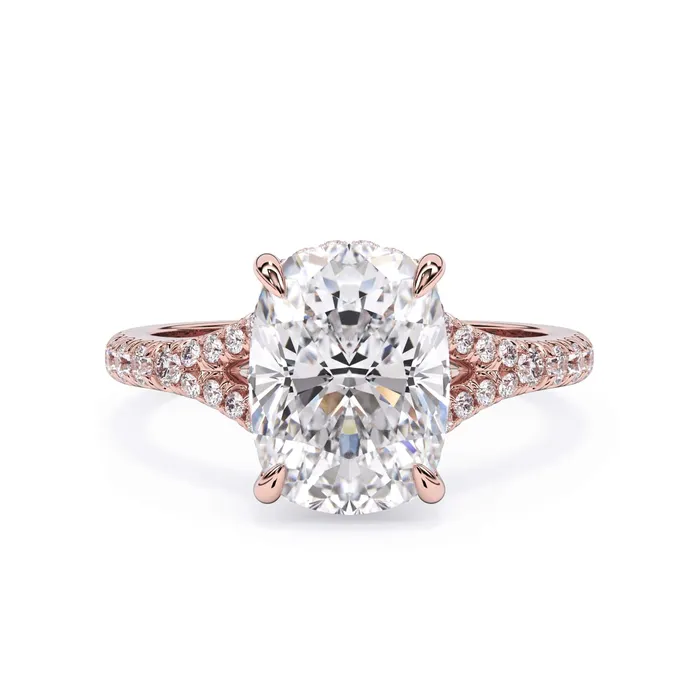 Rings deBebians Split Shank Diamond Pave Engagement Ring with Hidden Halo