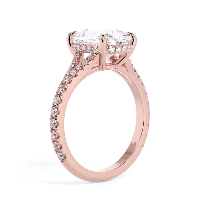 Rings deBebians Split Shank Diamond Pave Engagement Ring with Hidden Halo
