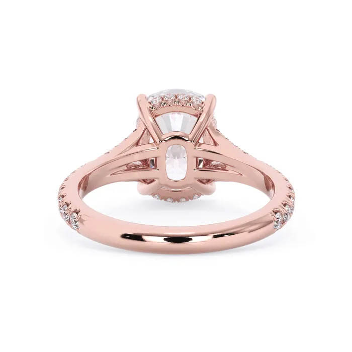 Rings deBebians Split Shank Diamond Pave Engagement Ring with Hidden Halo