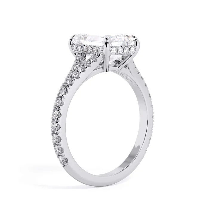 Rings deBebians Split Shank Diamond Pave Engagement Ring with Hidden Halo