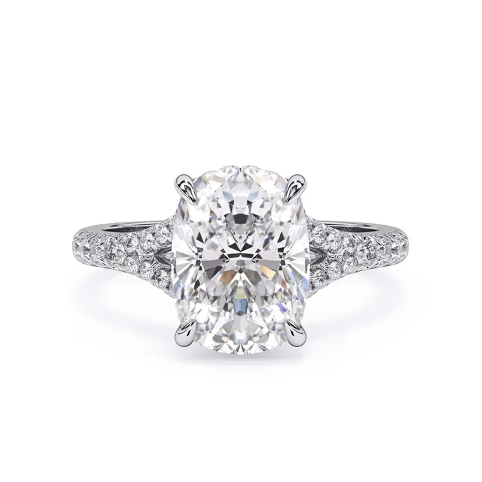 Rings deBebians Split Shank Diamond Pave Engagement Ring with Hidden Halo