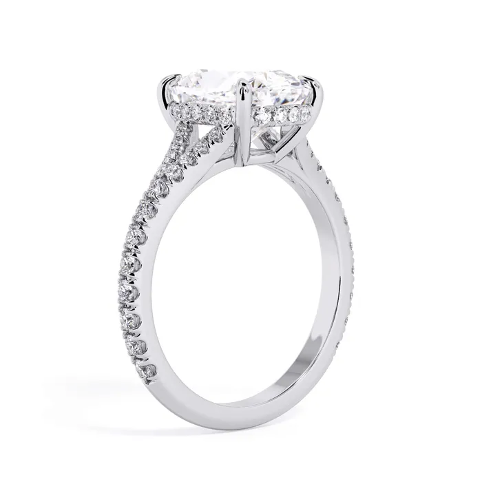 Rings deBebians Split Shank Diamond Pave Engagement Ring with Hidden Halo