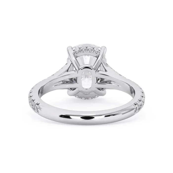 Rings deBebians Split Shank Diamond Pave Engagement Ring with Hidden Halo