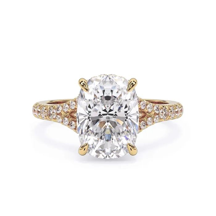 Rings deBebians Split Shank Diamond Pave Engagement Ring with Hidden Halo
