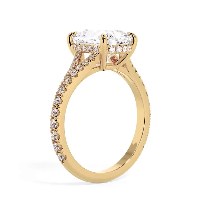 Rings deBebians Split Shank Diamond Pave Engagement Ring with Hidden Halo