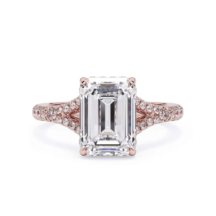 Rings deBebians Split Shank Diamond Pave Engagement Ring with Hidden Halo