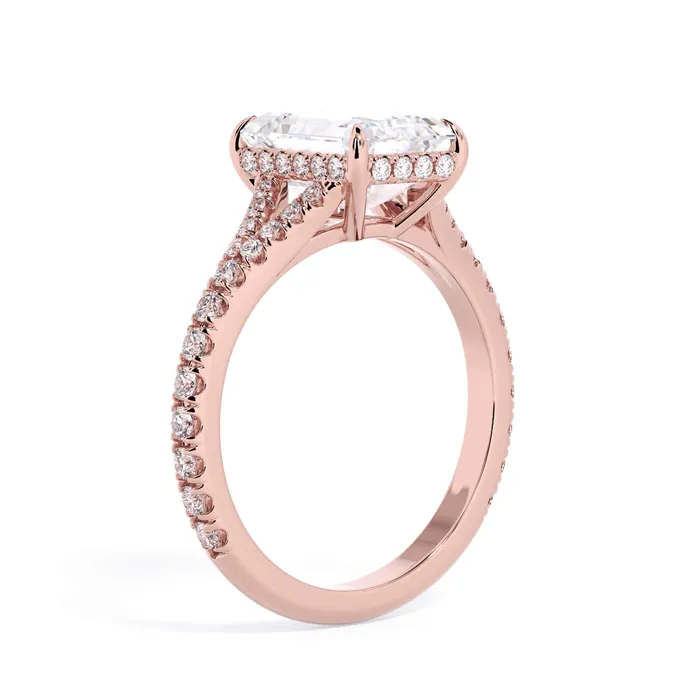 Rings deBebians Split Shank Diamond Pave Engagement Ring with Hidden Halo