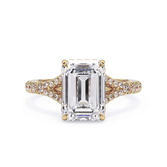 Rings deBebians Split Shank Diamond Pave Engagement Ring with Hidden Halo