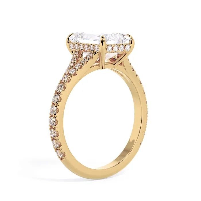 Rings deBebians Split Shank Diamond Pave Engagement Ring with Hidden Halo