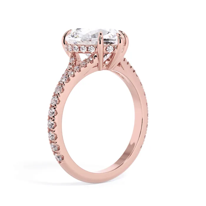 Rings deBebians Split Shank Diamond Pave Engagement Ring with Hidden Halo