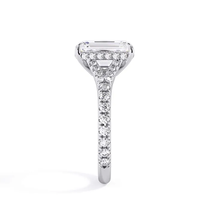 Rings deBebians Split Shank Diamond Pave Engagement Ring with Hidden Halo