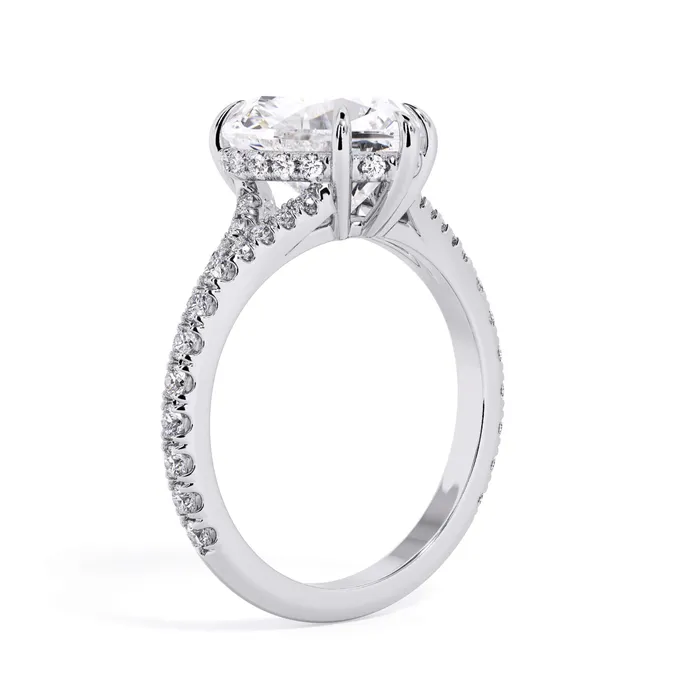 Rings deBebians Split Shank Diamond Pave Engagement Ring with Hidden Halo