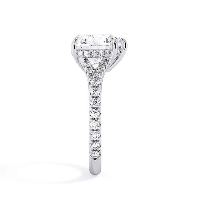 Rings deBebians Split Shank Diamond Pave Engagement Ring with Hidden Halo