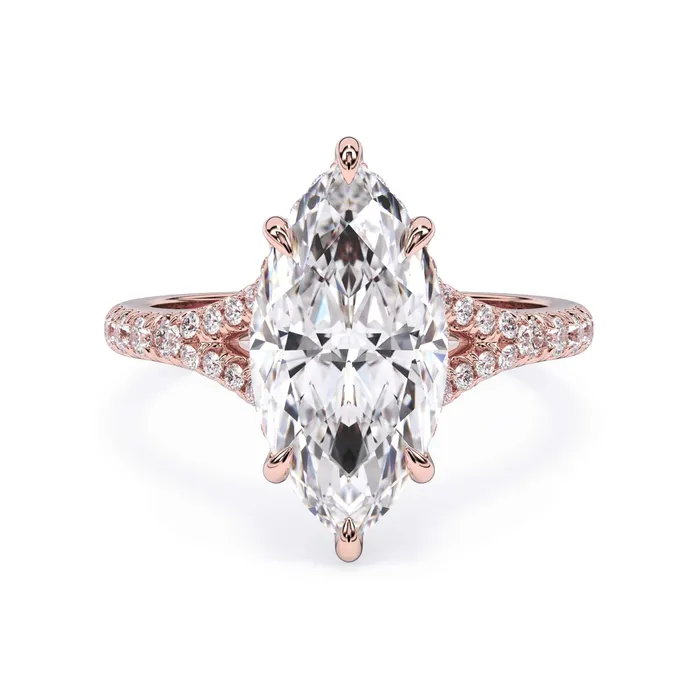 Rings deBebians Split Shank Diamond Pave Engagement Ring with Hidden Halo