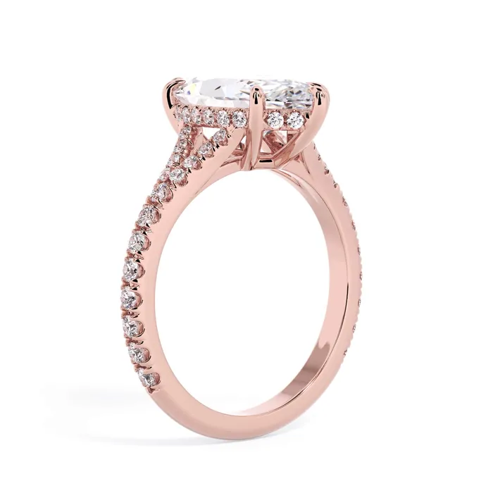 Rings deBebians Split Shank Diamond Pave Engagement Ring with Hidden Halo