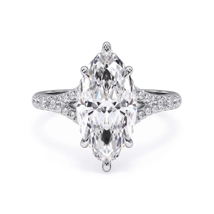 Rings deBebians Split Shank Diamond Pave Engagement Ring with Hidden Halo