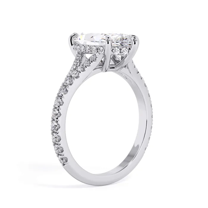 Rings deBebians Split Shank Diamond Pave Engagement Ring with Hidden Halo