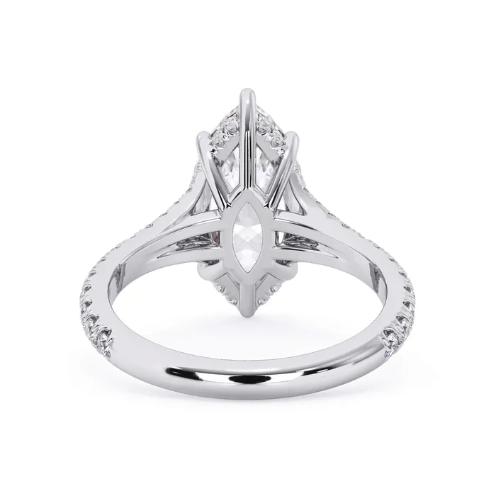 Rings deBebians Split Shank Diamond Pave Engagement Ring with Hidden Halo