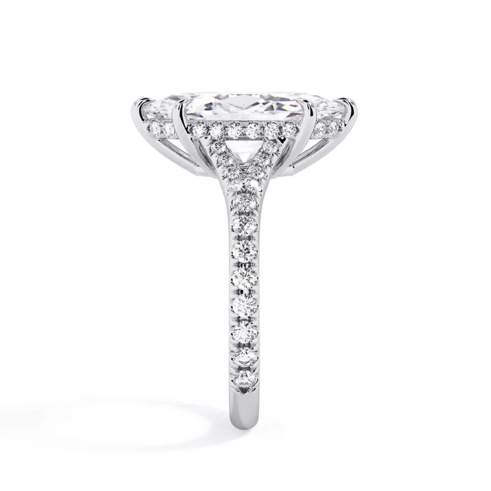 Rings deBebians Split Shank Diamond Pave Engagement Ring with Hidden Halo