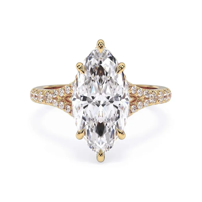 Rings deBebians Split Shank Diamond Pave Engagement Ring with Hidden Halo