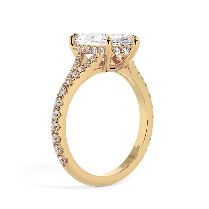Rings deBebians Split Shank Diamond Pave Engagement Ring with Hidden Halo
