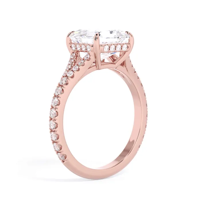 Rings deBebians Split Shank Diamond Pave Engagement Ring with Hidden Halo