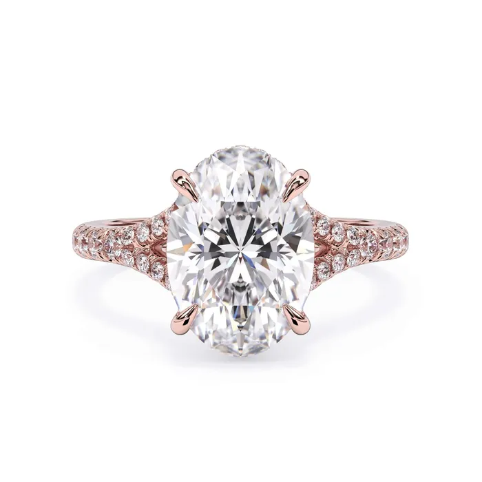 Rings deBebians Split Shank Diamond Pave Engagement Ring with Hidden Halo