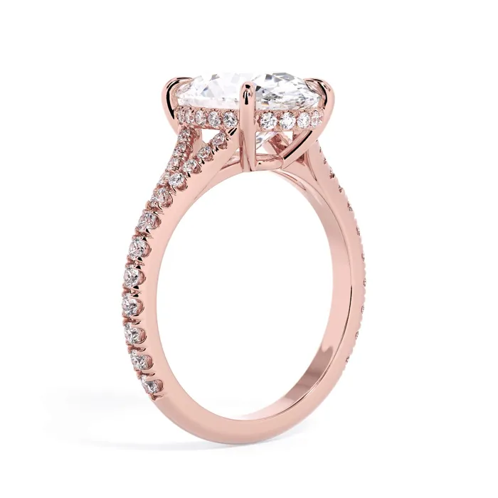 Rings deBebians Split Shank Diamond Pave Engagement Ring with Hidden Halo