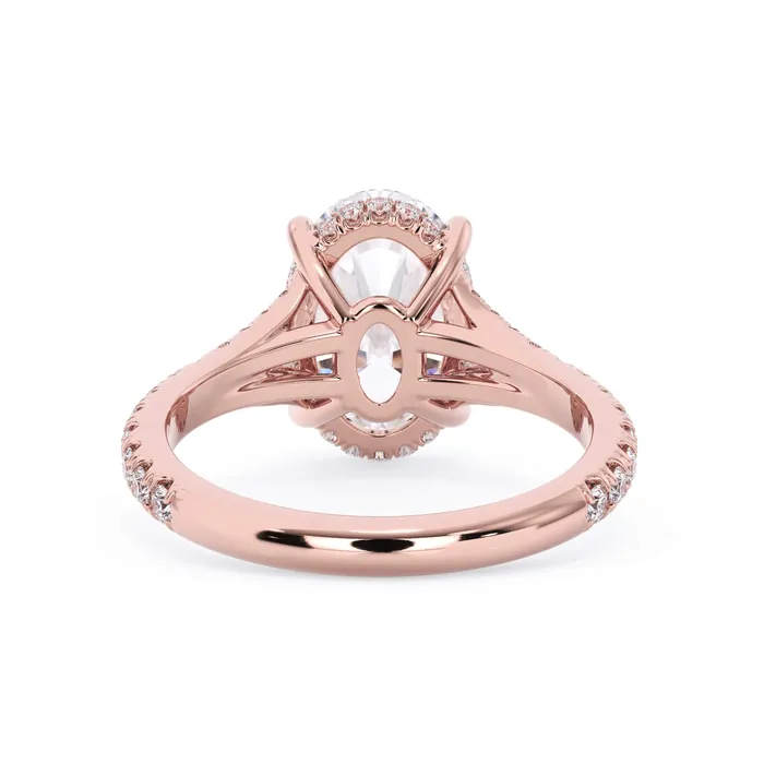 Rings deBebians Split Shank Diamond Pave Engagement Ring with Hidden Halo