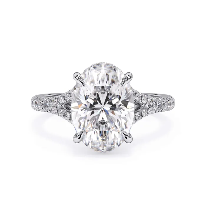 Rings deBebians Split Shank Diamond Pave Engagement Ring with Hidden Halo
